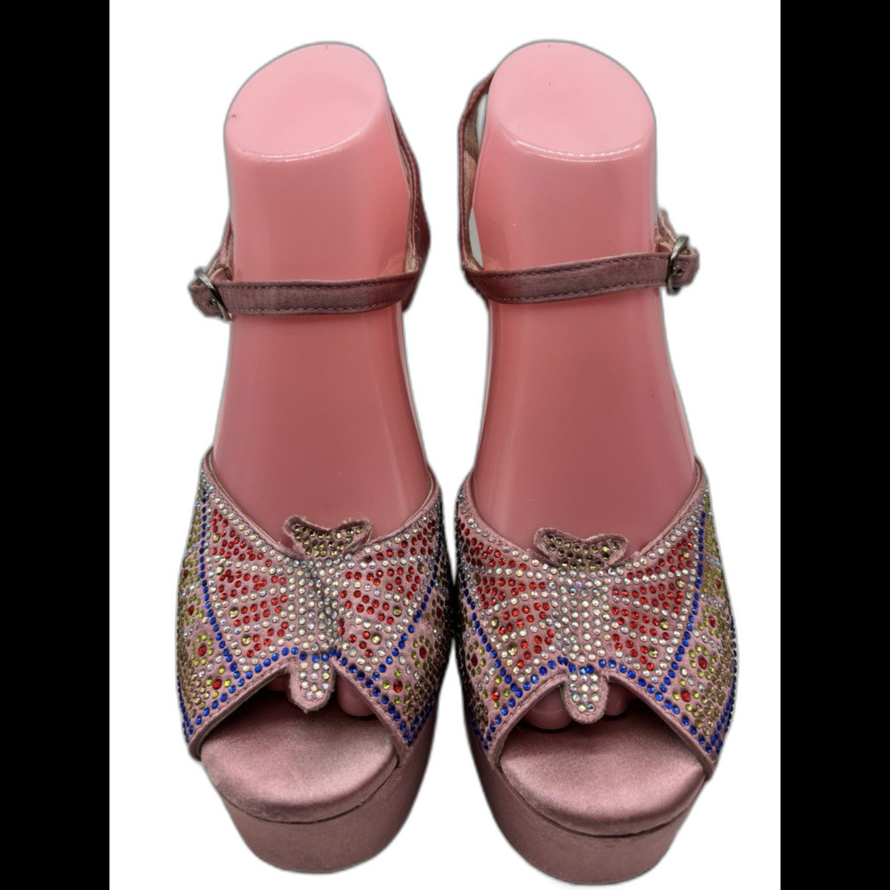 Jeffery Campbell Flight Butterfly Metallic Platform Sandals Embellished Sz 10 - Picture 2 of 14